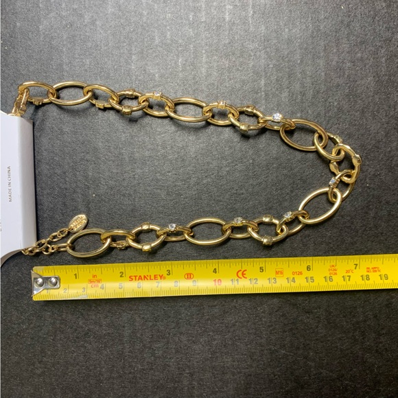 Stacked Link Necklace In Gold-crystal - Picture 4 of 11